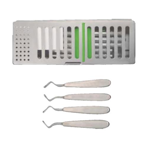  Bone Curettes Spoon Style set of 4 with Metal Case