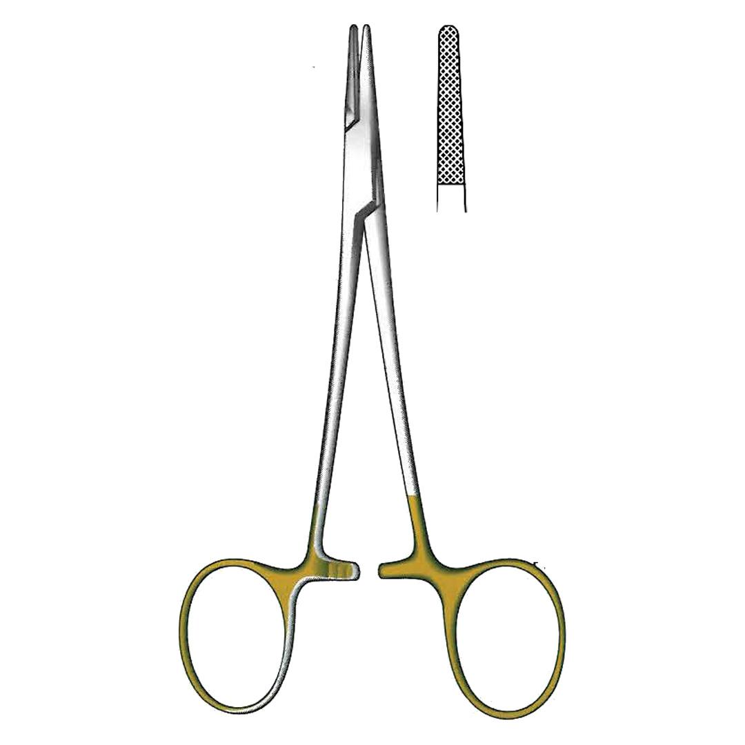 HALSEY NEEDLE HOLDERS TC GOLD Serrated Mini Profile
