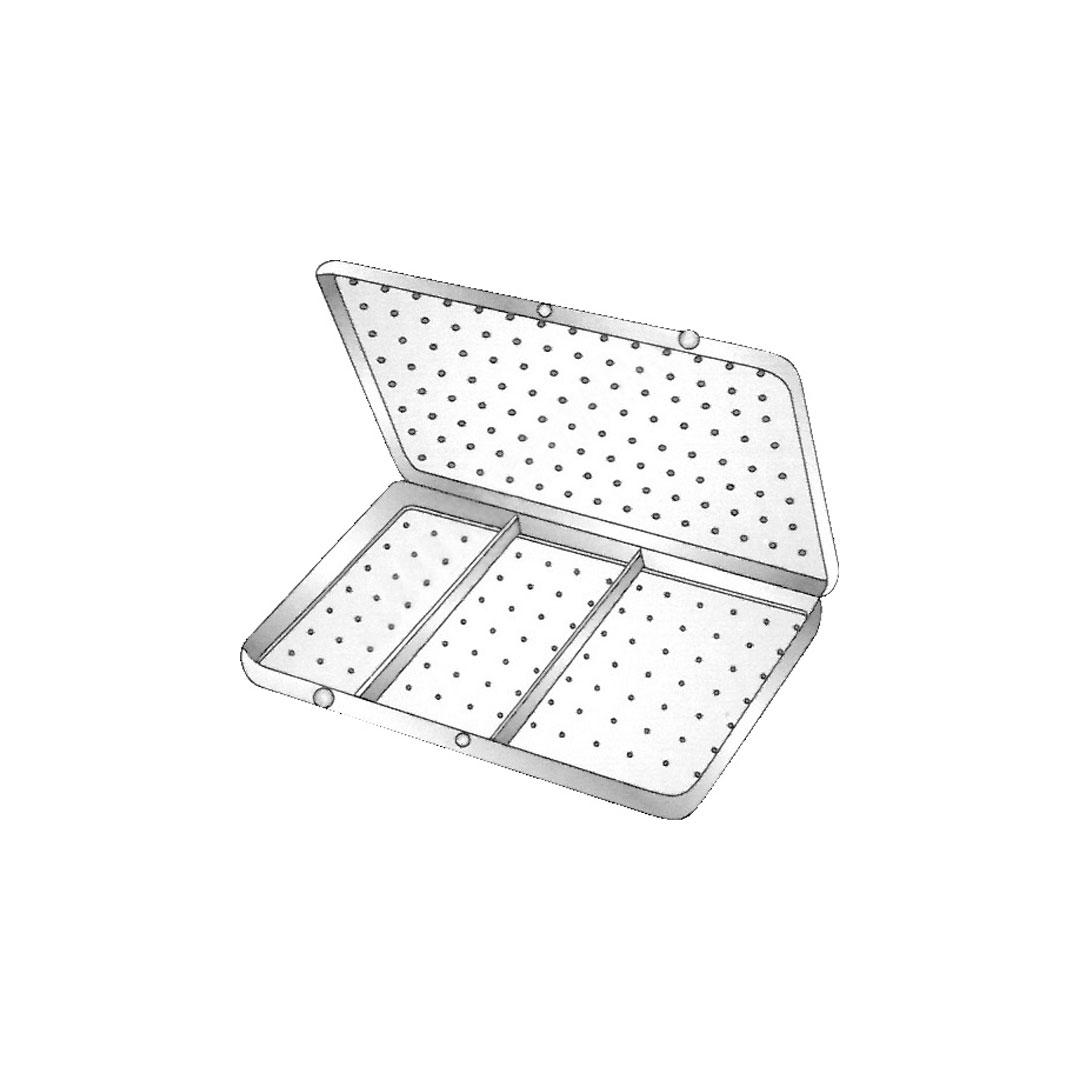 NEEDLE STERILIZING CASES Perforated lid and bottom