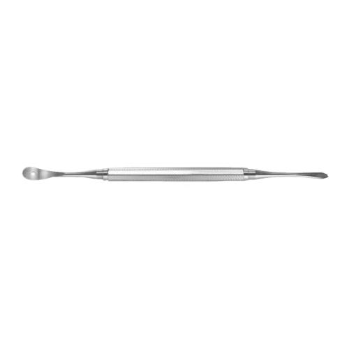 Periodontal Instruments The hole in the spoon blade helps holding tissue.