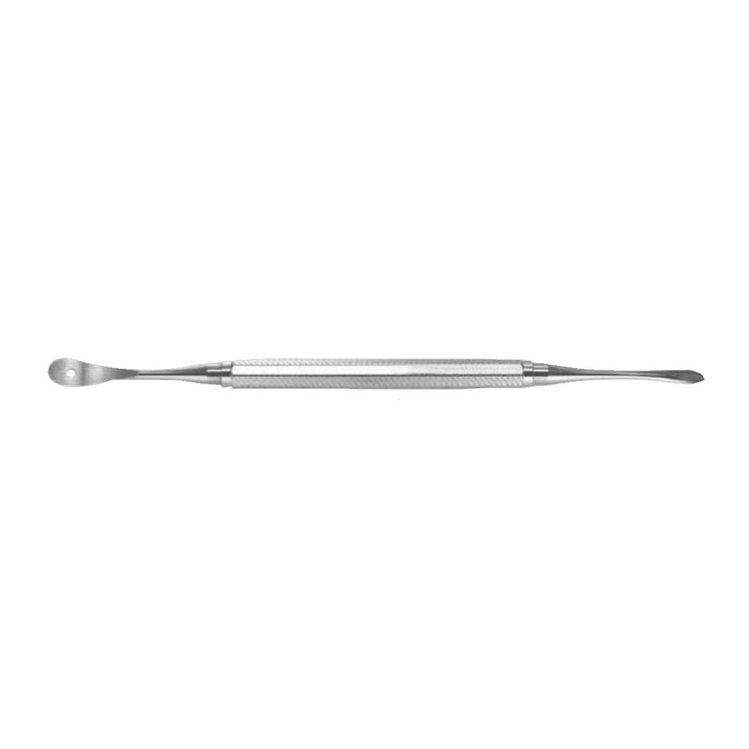 Periodontal Instruments The hole in the spoon blade helps holding tissue.