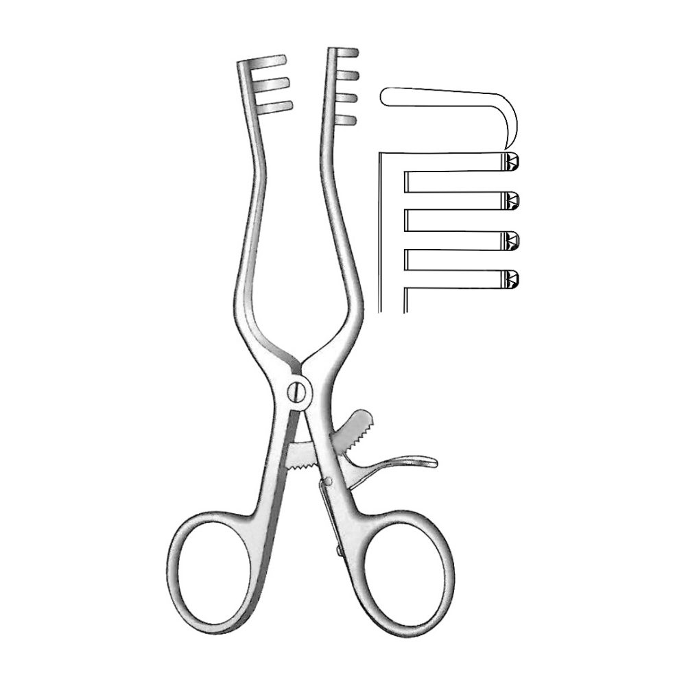 Weitlaner Retractor, Sharp, 3×4 Teeth 16.5cm