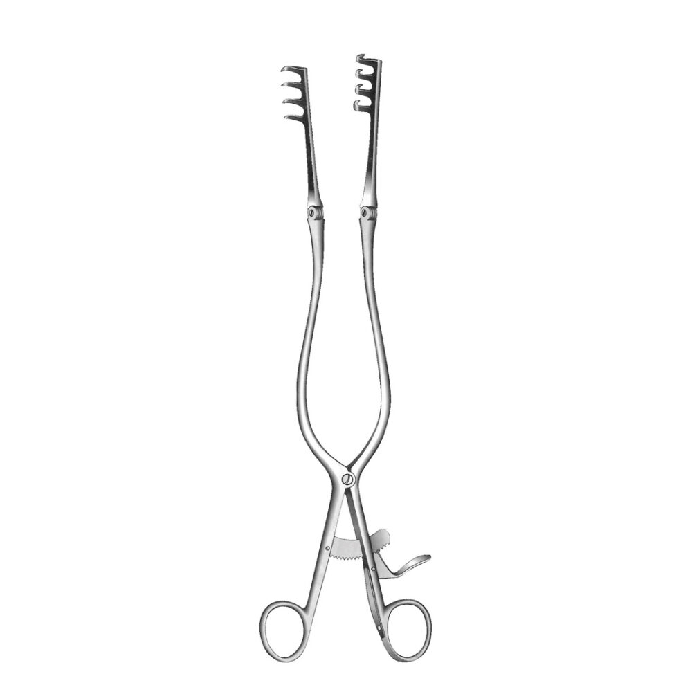 Beckmann Retractor, Hinged Blades, 4×4 Teeth 31cm